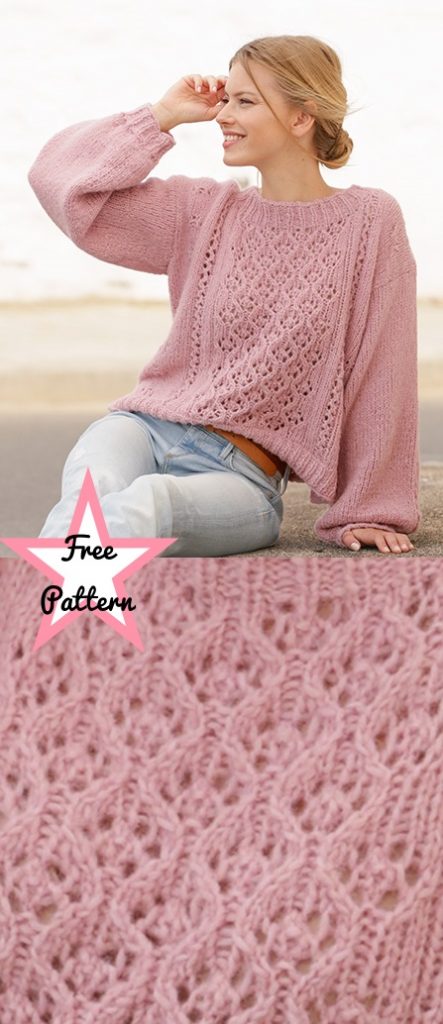 Free knitting pattern for a balloon sleeves lace top