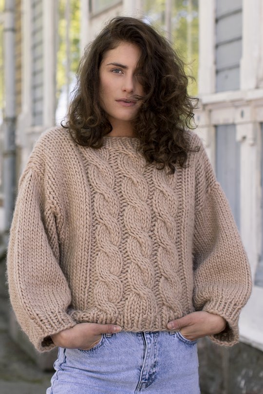 Free knitting pattern for a chunky cable knit sweater