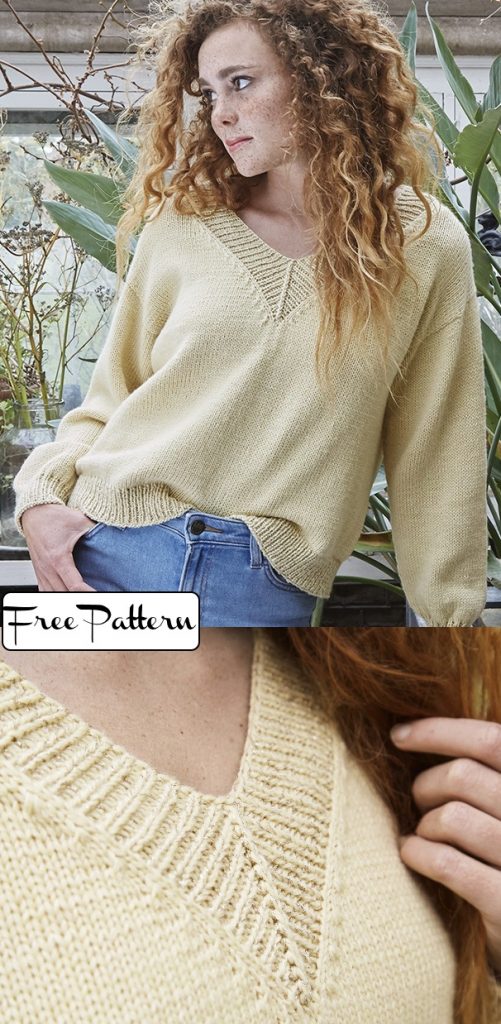 Free knitting pattern for a classic v-neck sweater