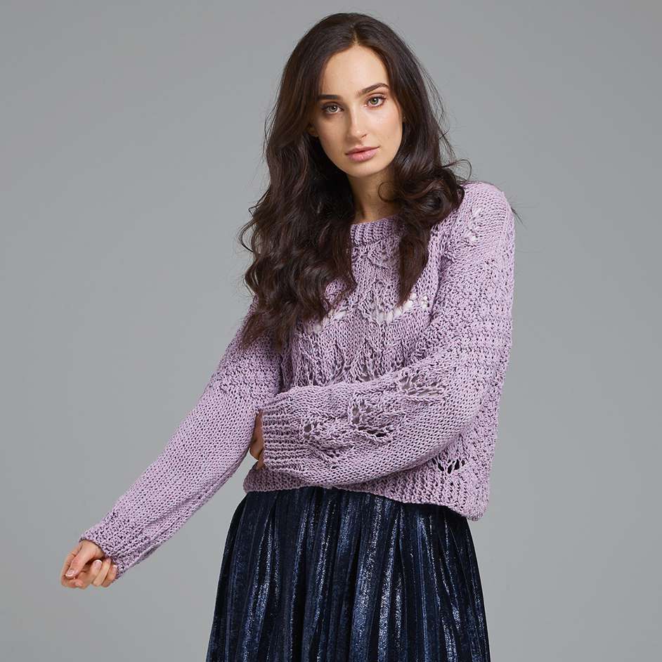 Free knitting pattern for a cotton lace sweater