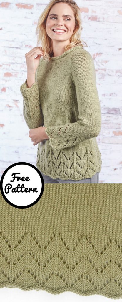 Free knitting pattern for a fluted lace sweater