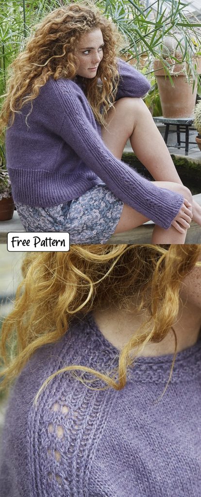 Free knitting pattern for a lace detail sweater