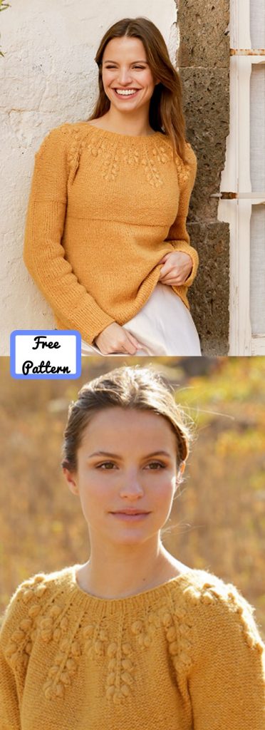 Free knitting pattern for a sweater with bobbles