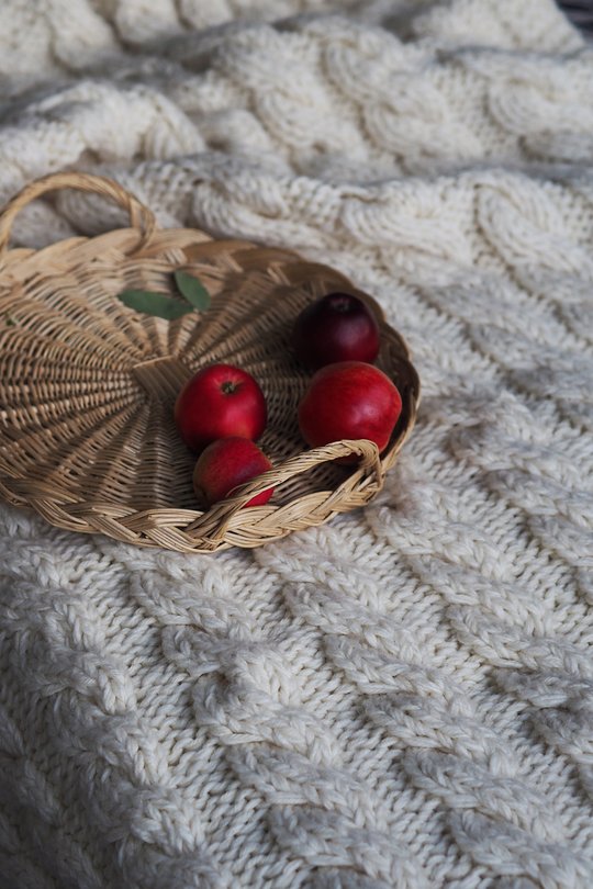 Cosy and comforting knit blanket pattern with cables