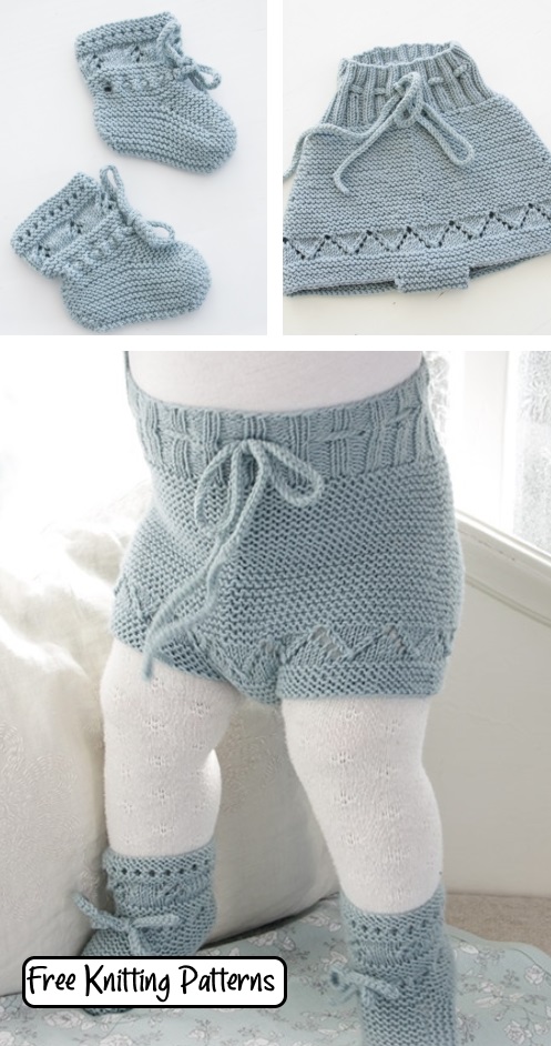 Free baby set knitting pattern for booties and pants