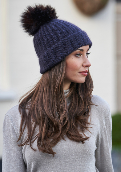 Free knit pattern for a rib hat