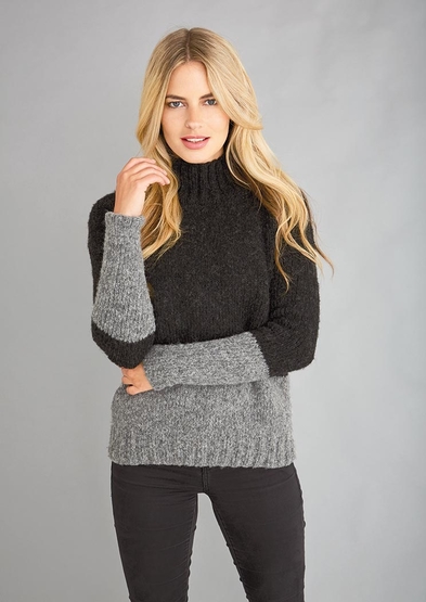 Free knit pattern for a two toned turtleneck sweater