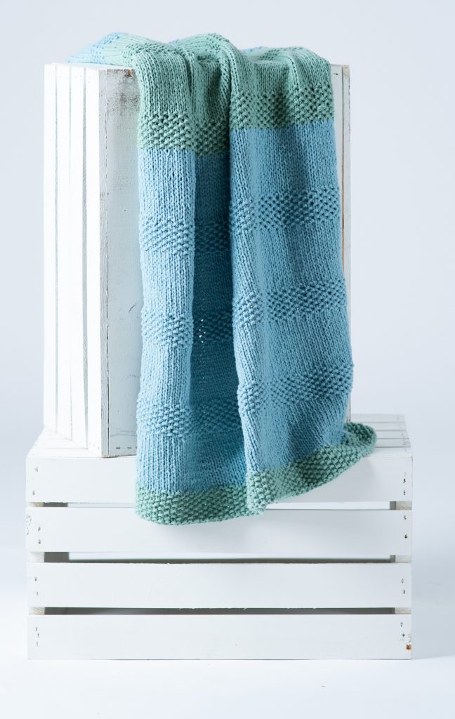 Free knitting pattern for a beginner two tone blanket