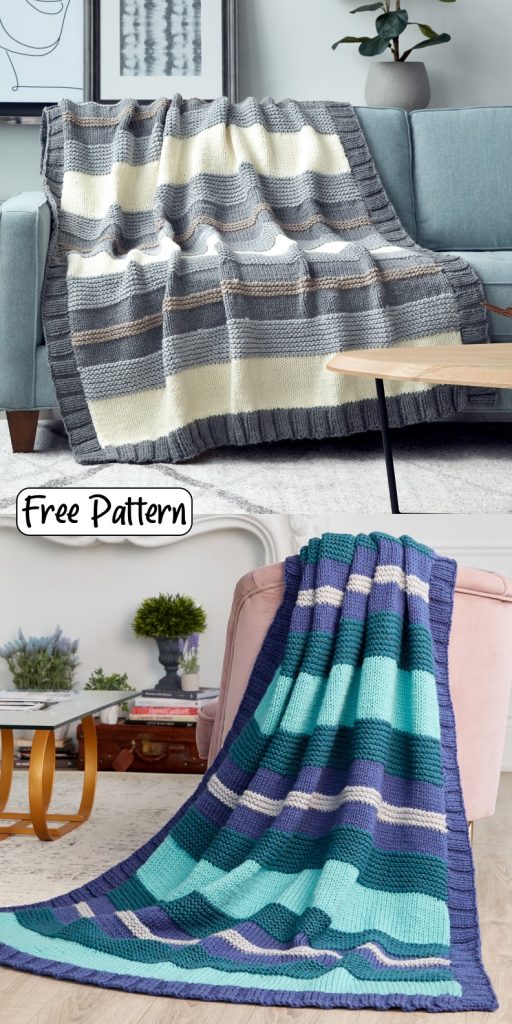 Free knitting pattern for an easy striped blanket