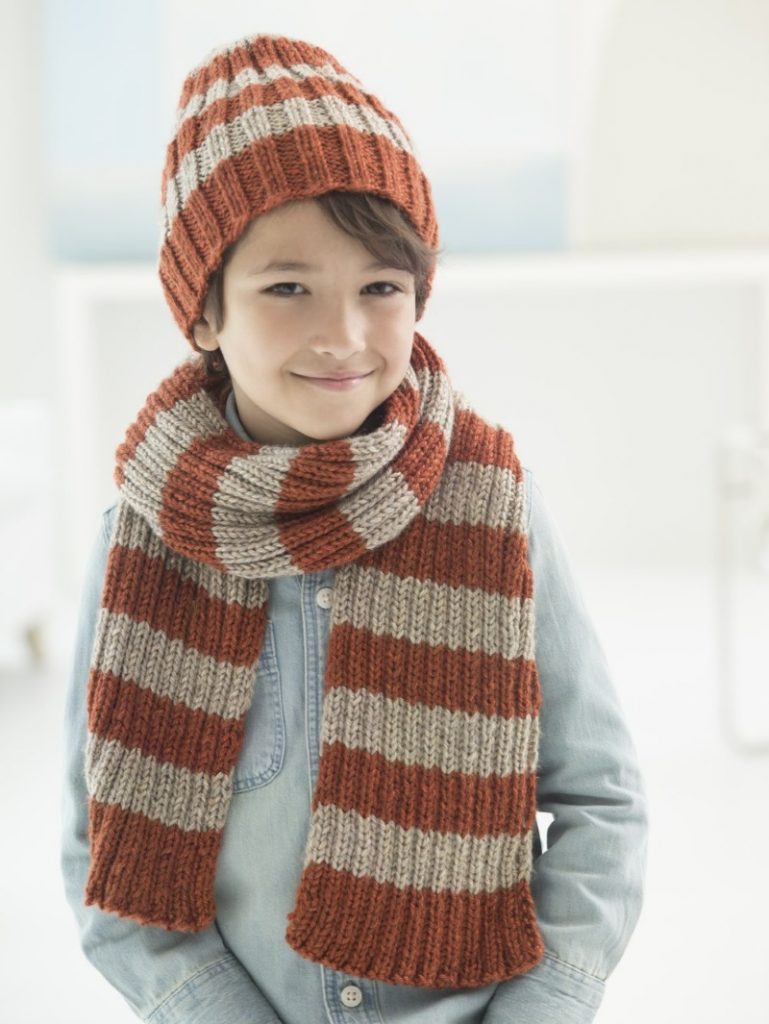 Boys matching hat and scarf knitting pattern