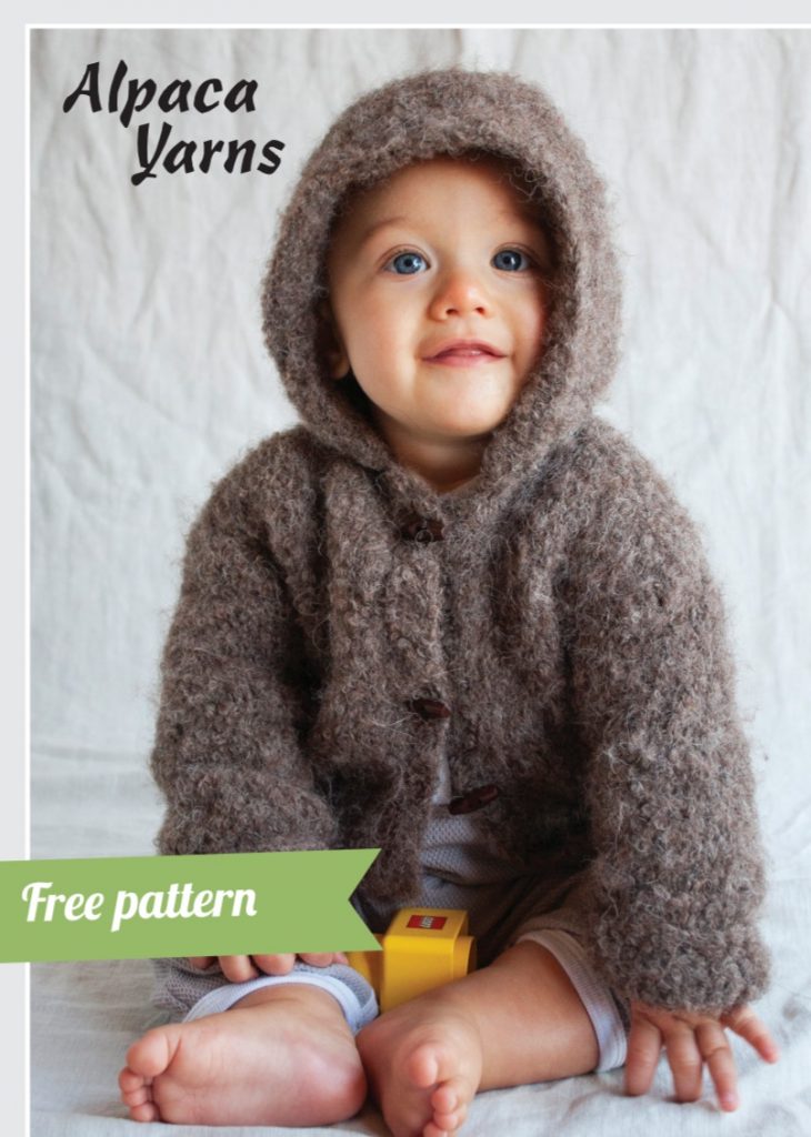 Free knit pattern for a baby and kids hoodie