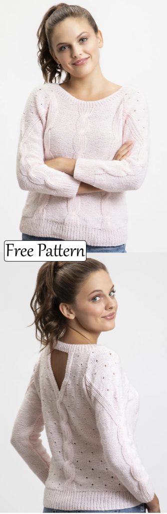 Free knitting pattern for a cable eyelet sweater