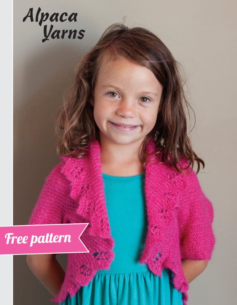 Free knitting pattern for a lace shrug for girls