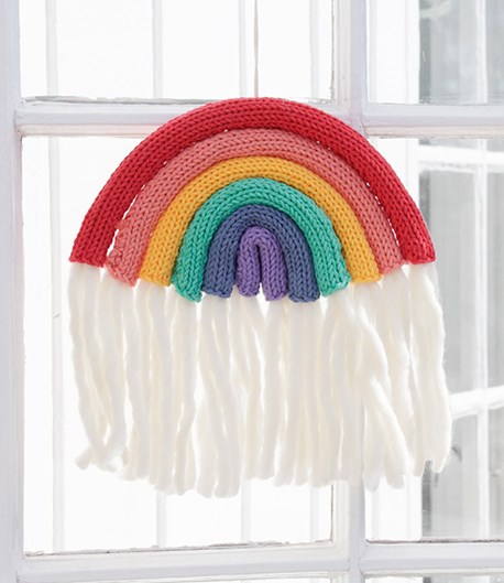 Free knitting pattern for a rainbow hanging