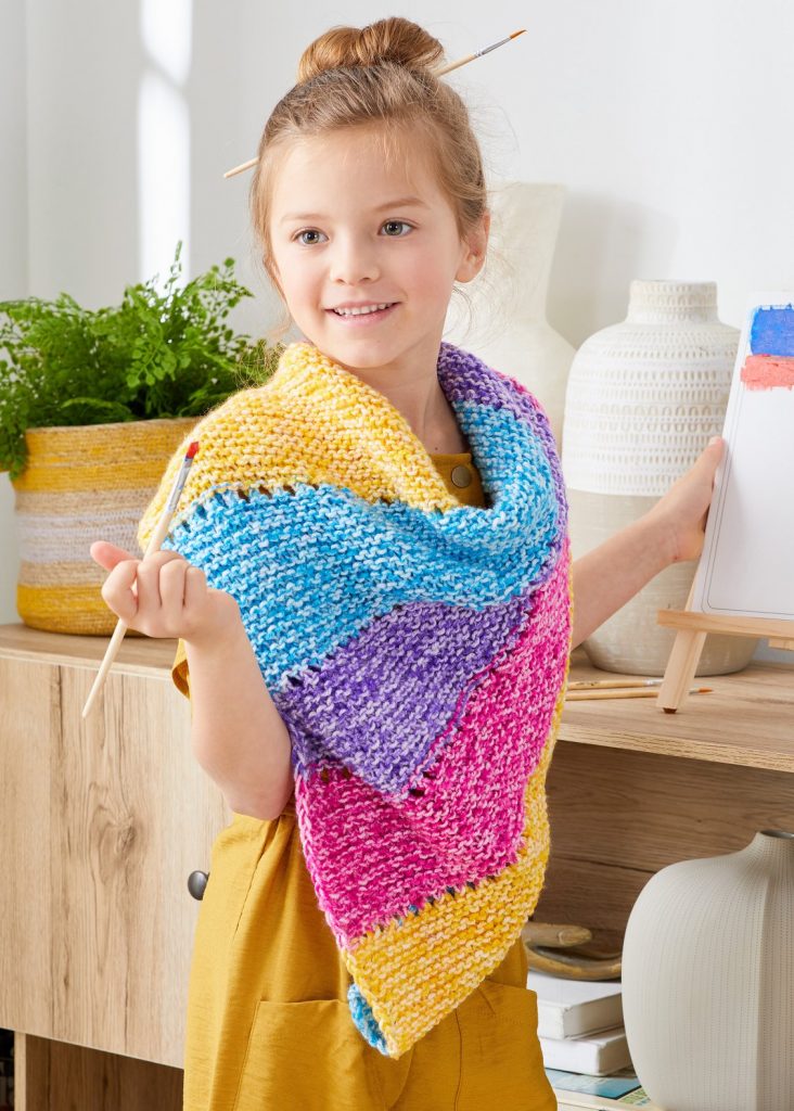 Striped cowl free knitting pattern for girls