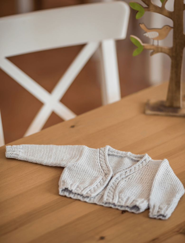 Free Knitting Pattern for a Baby Cardigan with Cables