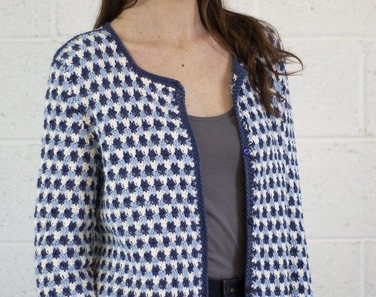 Free Knitting Pattern for a Blue Star Cardigan