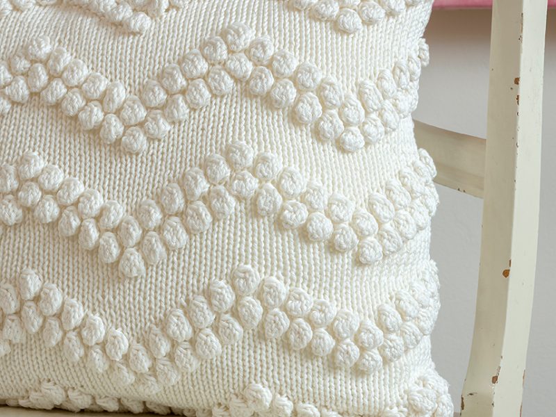 Free Knitting Pattern for a Chevron Bubble Stitch Pillow
