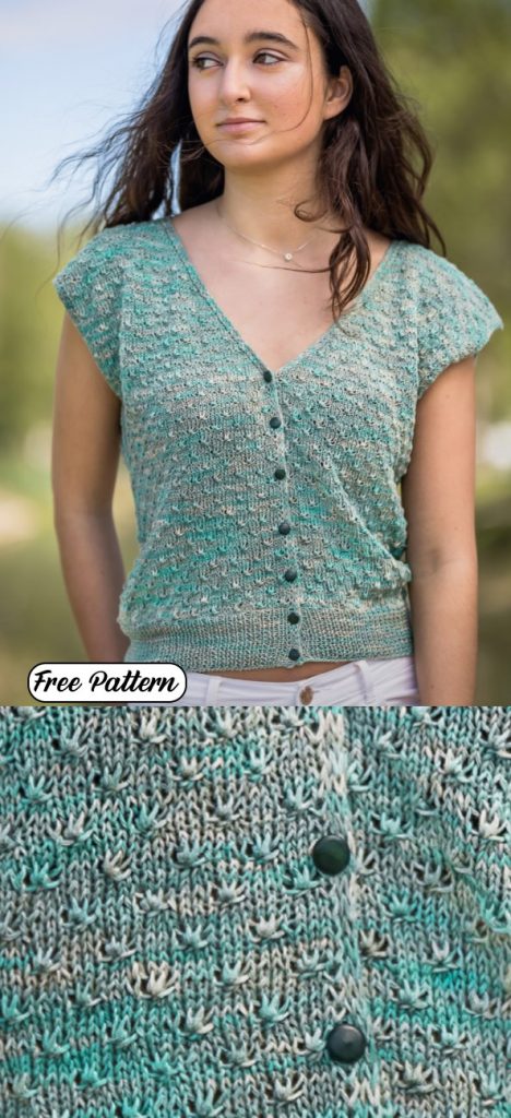 Free Knitting Pattern for a Ladies Short Sleeve Cardi