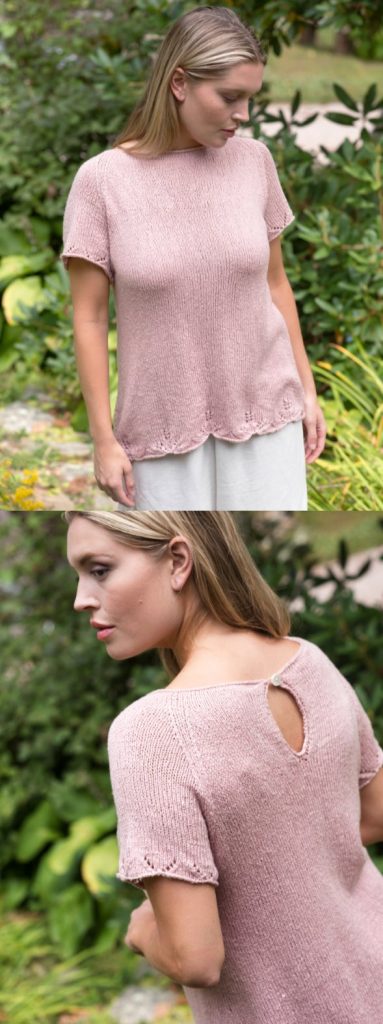 Free knit top pattern with lace edge