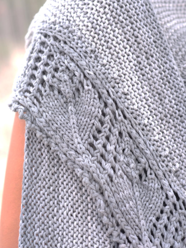 Free Knit Pattern for a Leaf Lace Border Summer Shawl