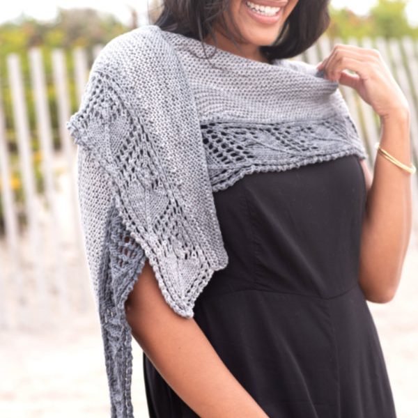 Free Knit Pattern for a Leaf Lace Border Summer Shawl