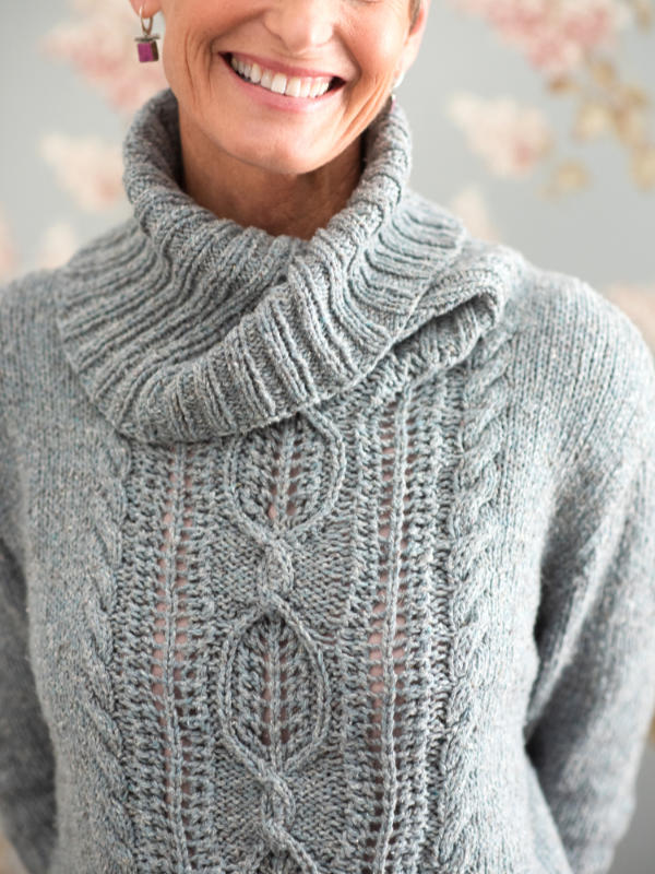 Free Knit Pattern for a Turtleneck Sweater with a Central Cable Pattern