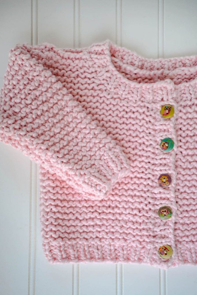 Free Knit Pattern for an Easy Garter Stitch Cardigan for Babies