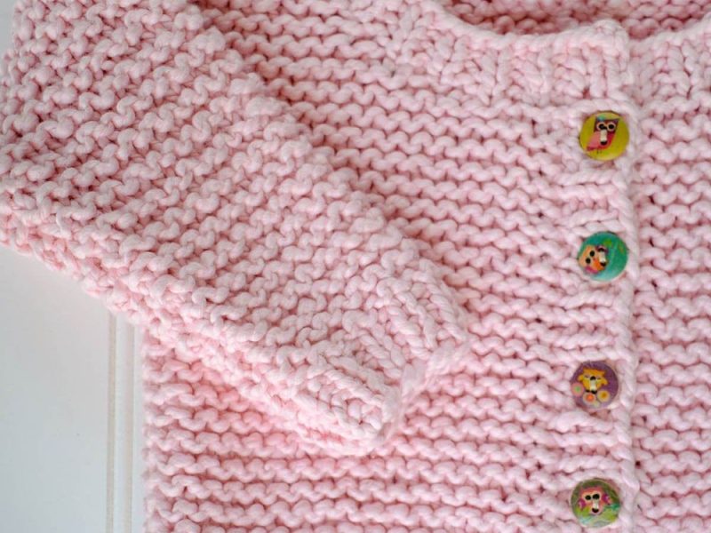 Free Knit Pattern for an Easy Garter Stitch Cardigan for Babies