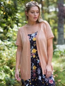 Free Knitting Pattern for a Long Cardigan with Short Sleeves