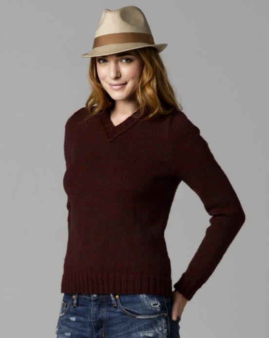 Free easy classic v-neck jumper knitting pattern