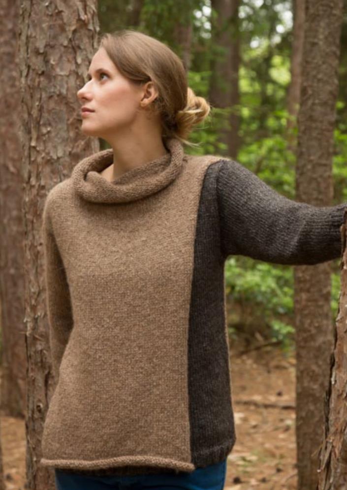 Free knitting pattern for a draped cowl neck sweater