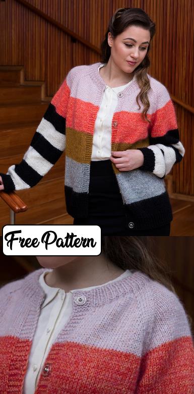 Free knitting pattern for a striped cardigan easy