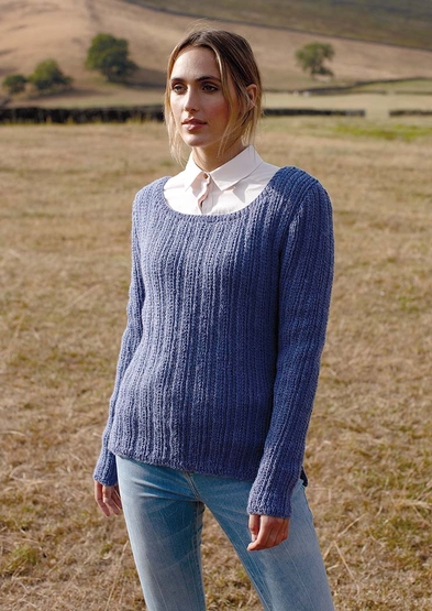 round-neck design with rib and cable