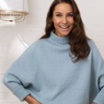 Free Knit Pattern for a Polo Neck Merino Comfy Sweater for Women