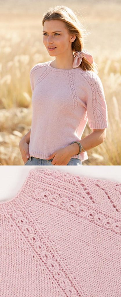 Free Knitting Pattern for Spring Surrender Raglan Top