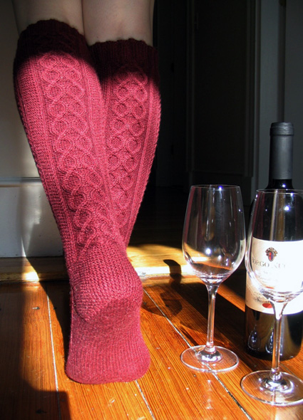 Free knitting pattern for cabled knee high socks
