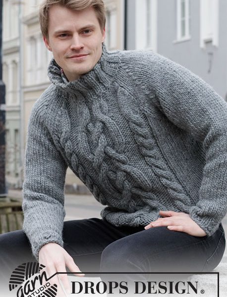 Free Knitting Pattern for a Cable Raglan Sweater for Men