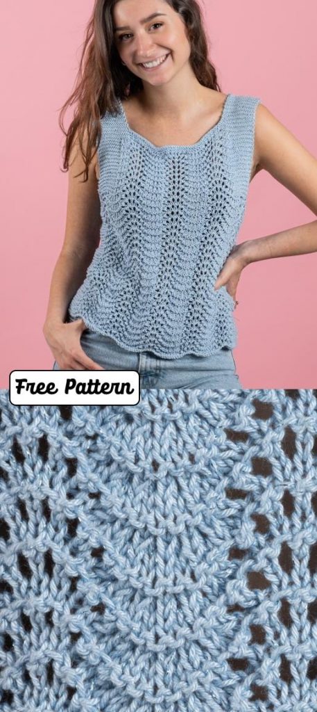 Free knit pattern for a feather and fan top