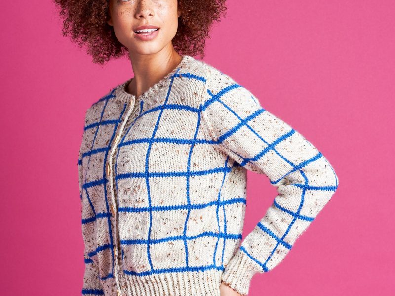 Free Knitting Pattern for a Windowpane Cardigan