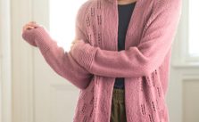 Free Cardigan Knitting Pattern with Eyelet and Diamond Back Pattern