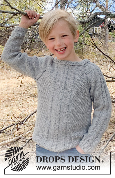 Free Knitting Pattern for a Kids Cable and Raglan Sweater