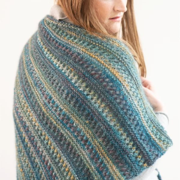Free Knitting Pattern for a Striped Modern Shawl