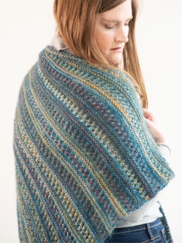 Free Knitting Pattern for a Striped Modern Shawl