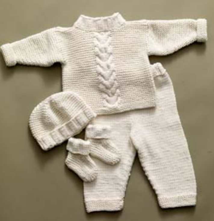 Free-Knitting-Pattern-for-a-Cabled-Baby-Set