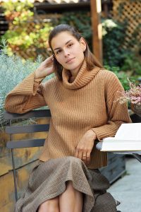 Free Knitting Pattern for a Ladies Turtleneck Sweater