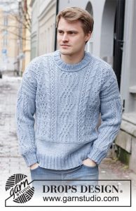 Free knitted sweater with cables for men