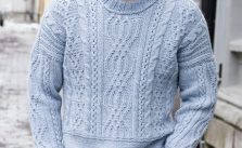 Free knitted sweater with cables for men