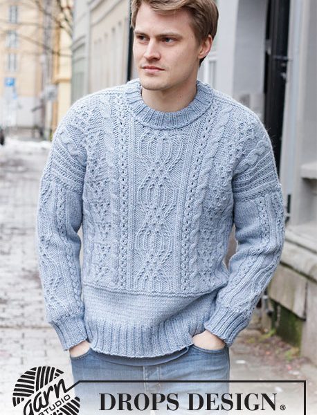 Free knitted sweater with cables for men
