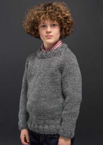 Easy free sweater knitting pattern for boys with a round neck